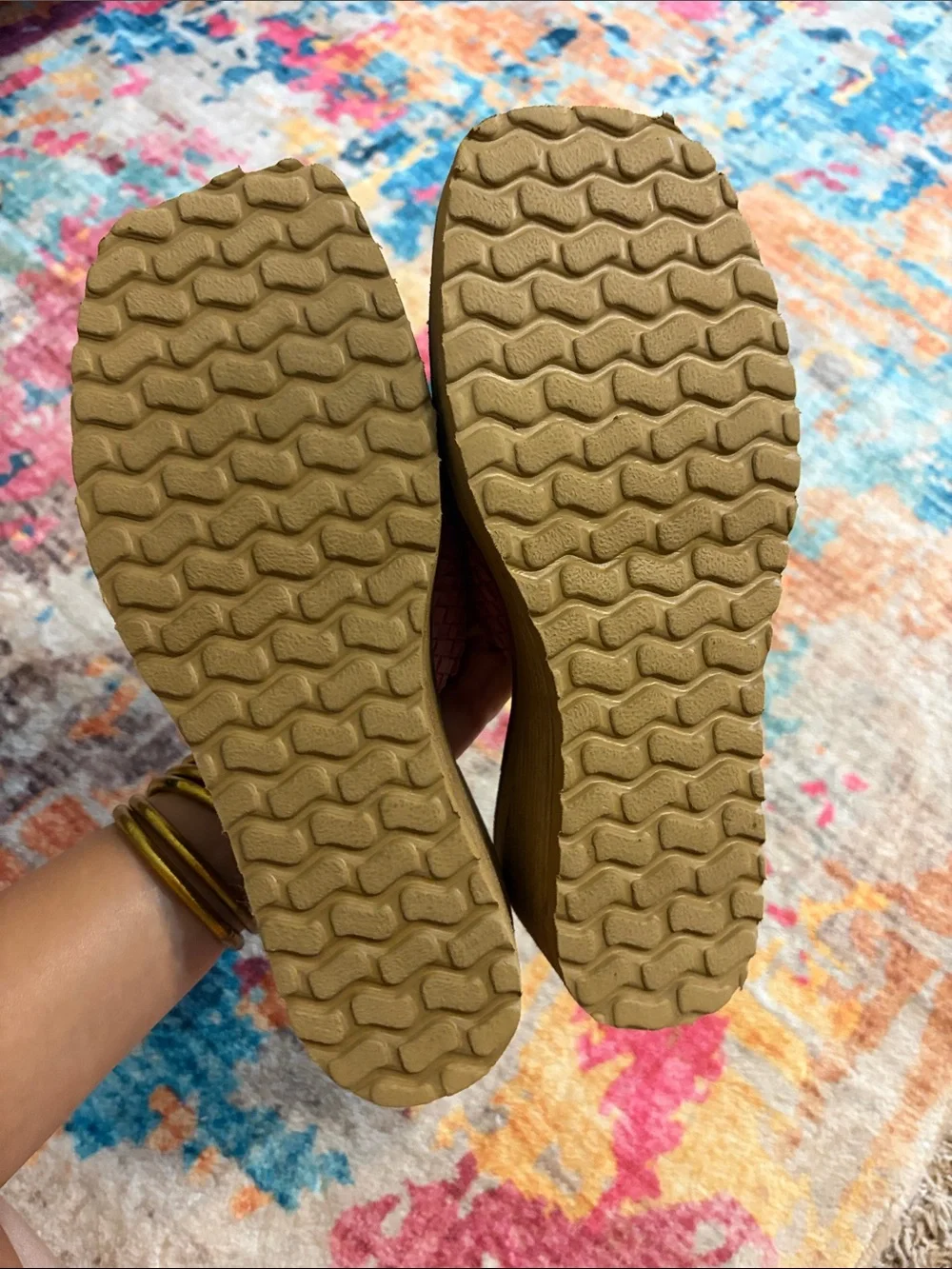 Diba True Pink Woven Slide Wedge Sandals with Stacked Heel